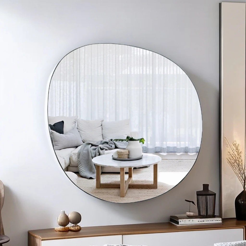 wholesale Antique hollywood living room decor big frameless asymmetrical hanging wall irregular for Bathroom Bedroom mirror