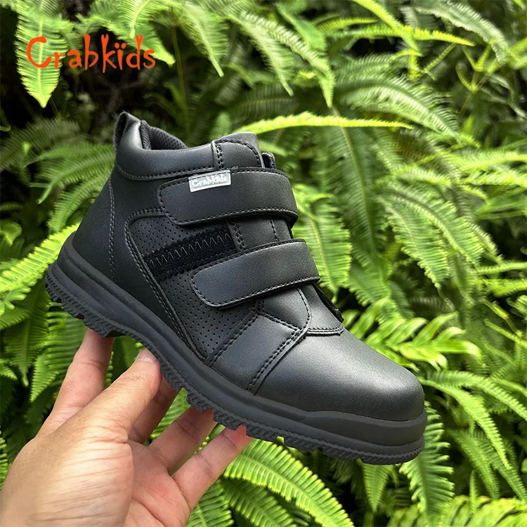 Crabkids Sneakers Casual Boy Soft Leather Sole Kids Middle For Sports Tennis Shoes School Children Shoe Black Kid Sneaker