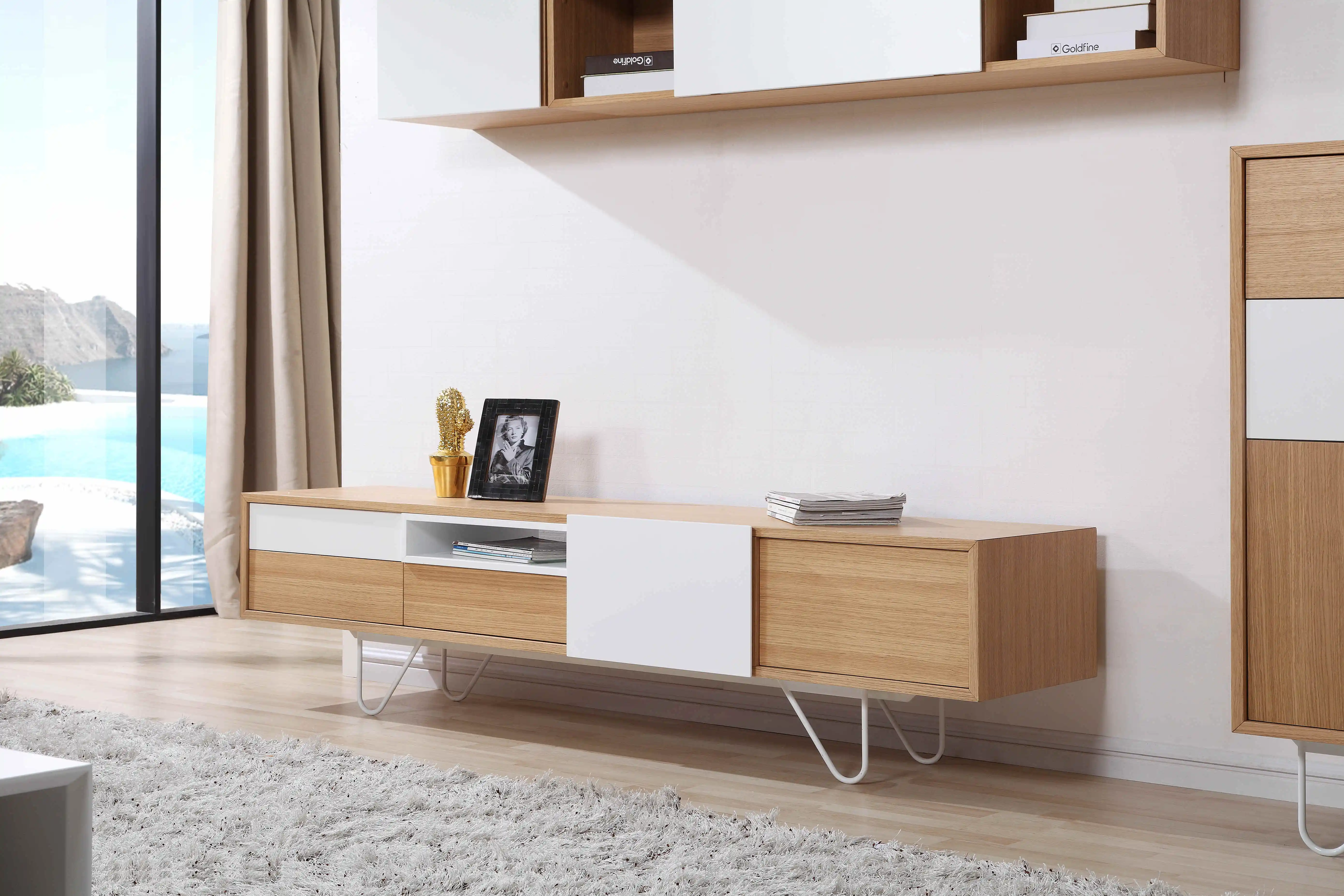 Modern designs for living room furniture wooden Entertainment Unit with drawers tv cabinet tv stand