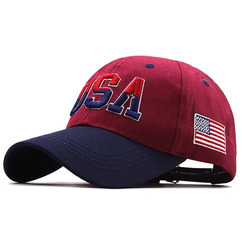 USA 3D Embroidered bone sports cap men US USA American Flag solid Hat women Adjustable custom baseball cap