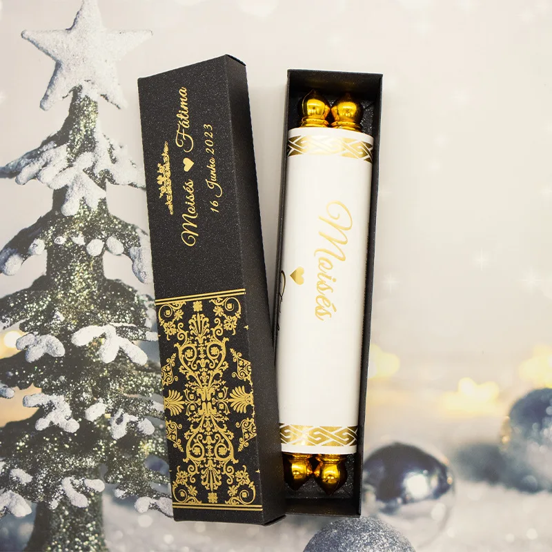 Креативный дизайн Королевский стиль Золотая фольга штамповочная уникальная коробка с кисточками упаковочная бумага свитки свадебные пригласительные открытки