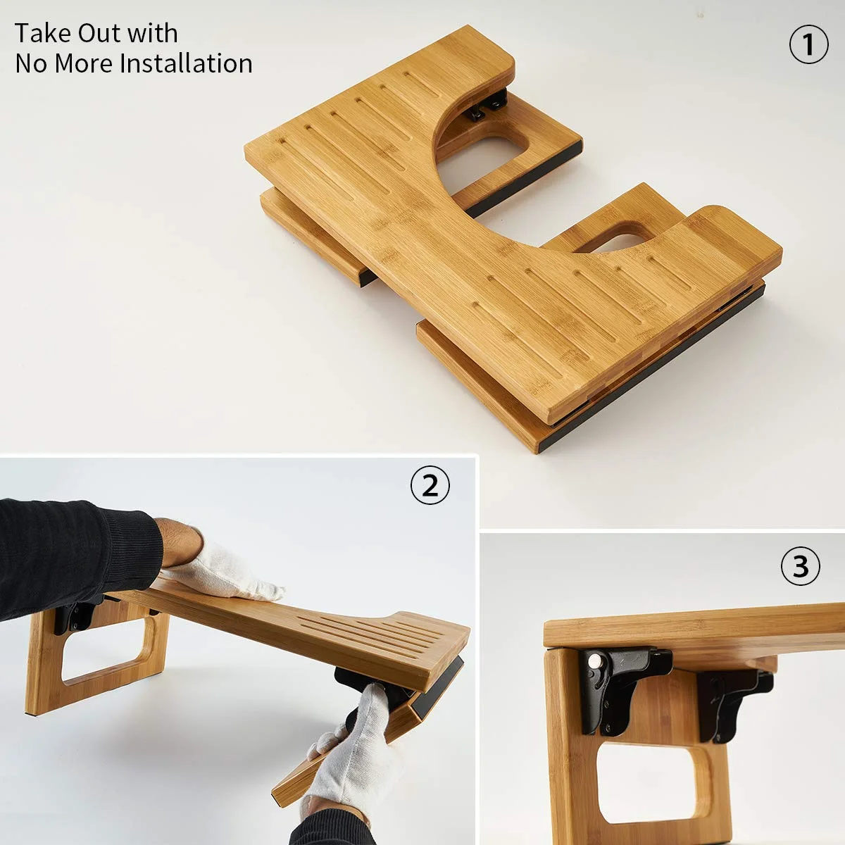 Collapsible Toilet Potty Stool Bamboo Squatting Toilet Stool  for Bathroom