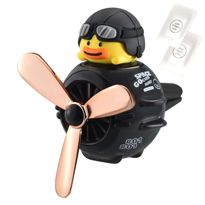 2023 Newest Cartoon Pilot Duck Automotive Rotating Propeller auto outlet Fan vent clip Perfume air freshener in the car