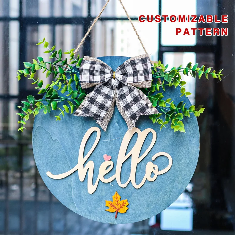 Wholesale DIY Garden Round Hanging Welcome Home Door Wooden Sign