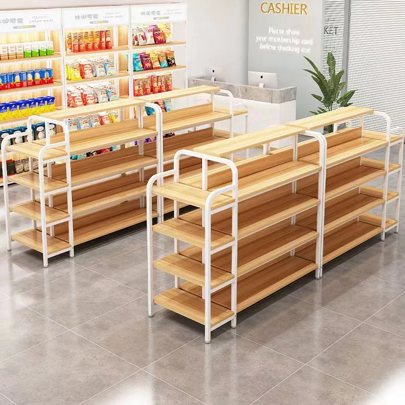 Heavy Duty Double Sided Supermarket Shelves Steel Wood Super Shelves Retail Display Gondola Shelving/Rack for Shop
