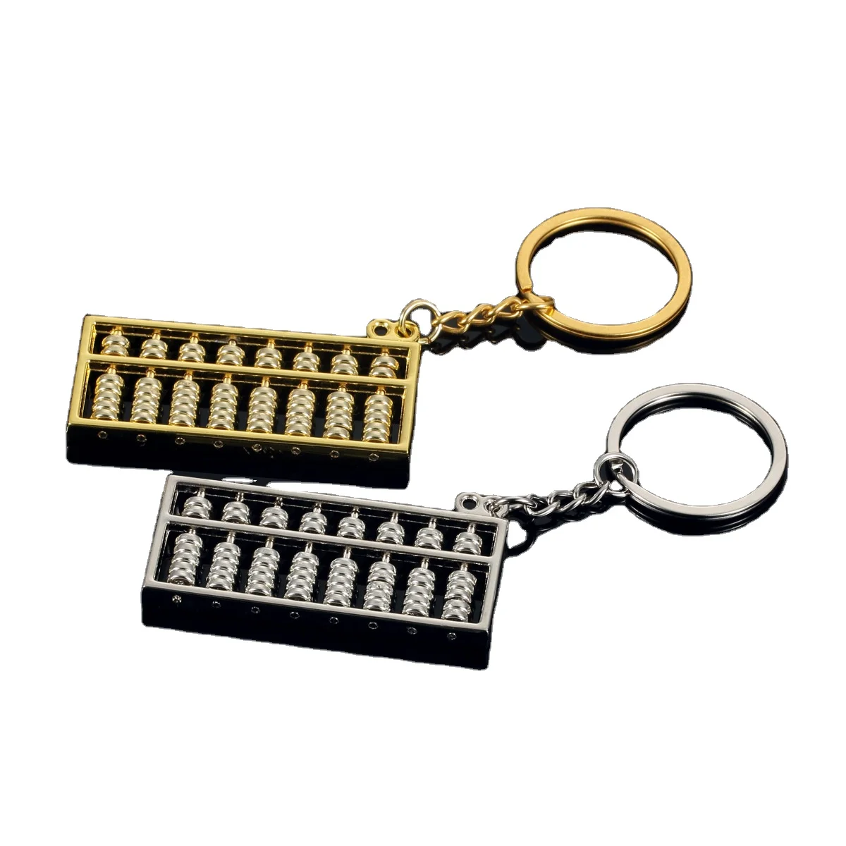 
chinese stlye Lucky abacus alloy rectangle 3d charm metal keychains key rings for decoration 