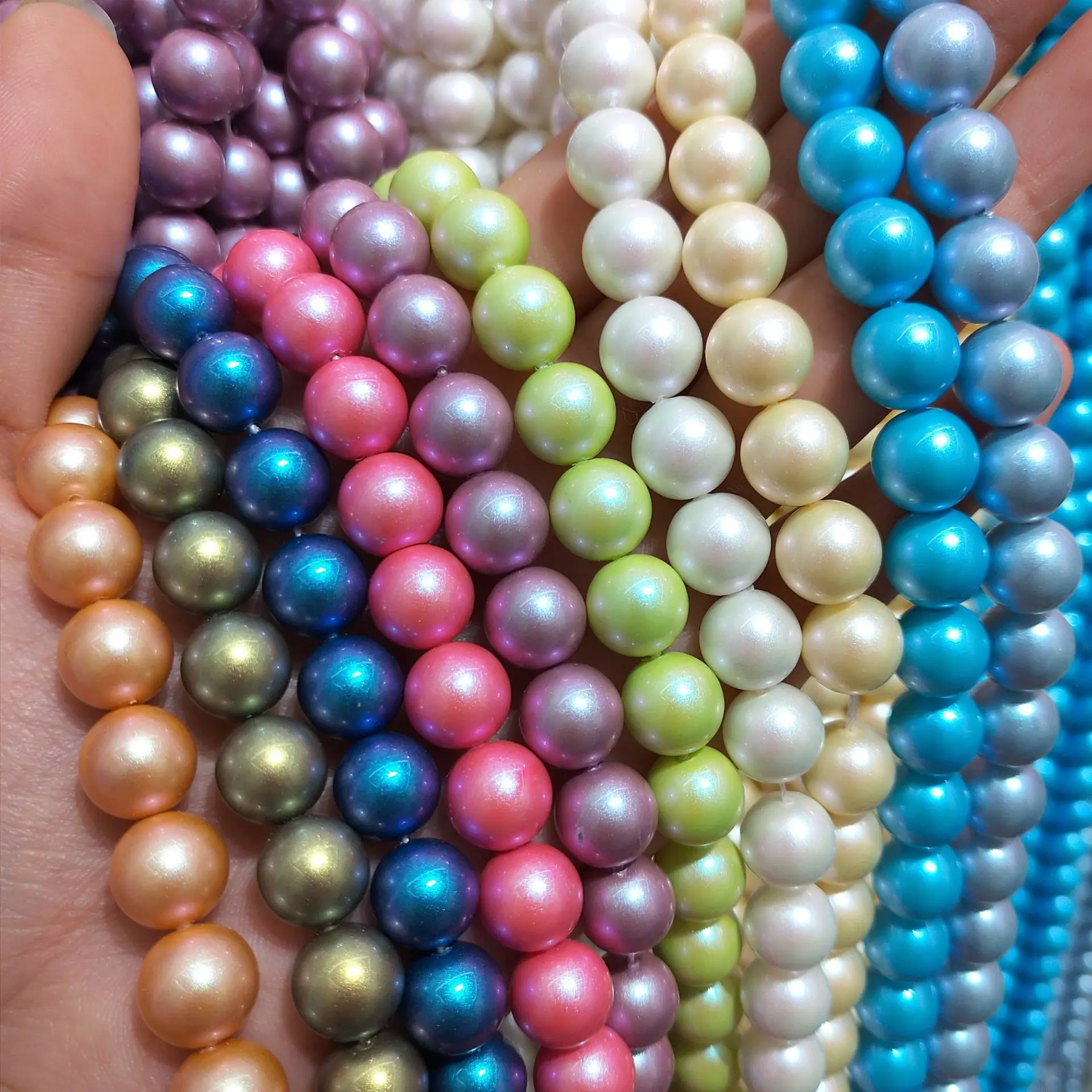 Wholesale 4mm-10mm Imitate Shell Pearl Baking Varnish Glass Beads Round Loose Spacer Beads for Jewelry Making