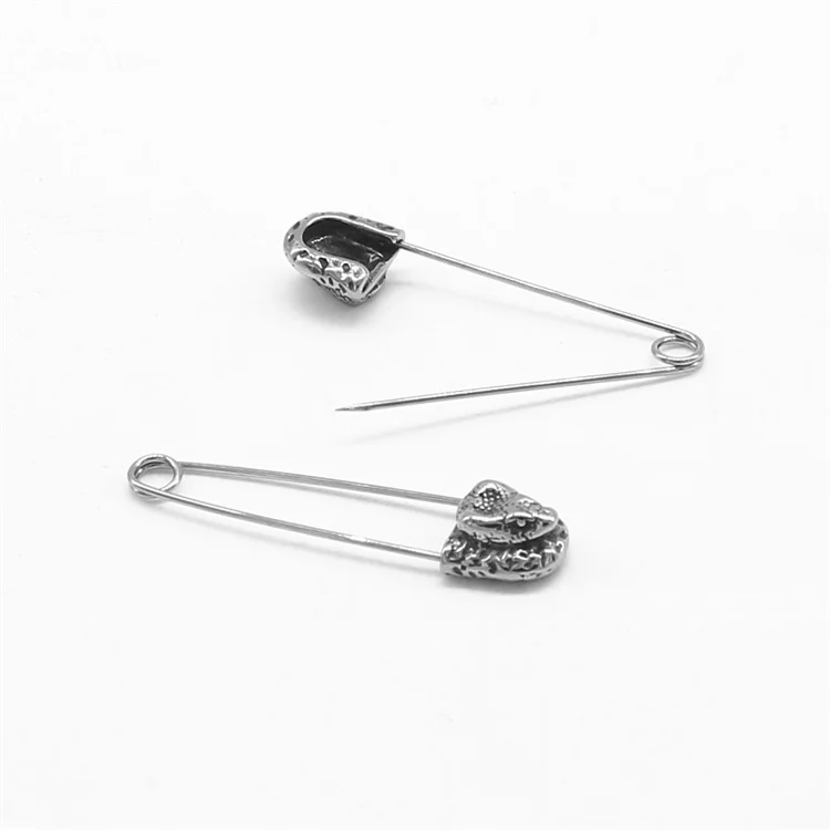 Dainty hypoallergenic jewelry stainless steel animal jewelry snake safety pin earrings for women