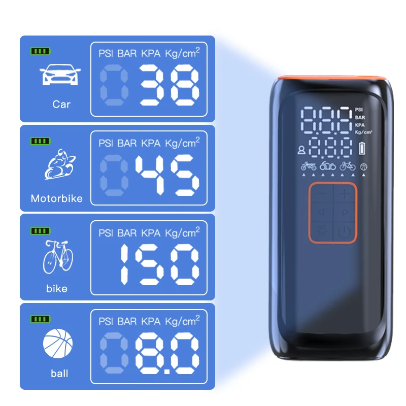 Hot Sale Smart Portable Wireless Electric Air Compressor Pump Tire Inflator Black 12V ABS Inflate Bicycle and Other Tires CN;GUA