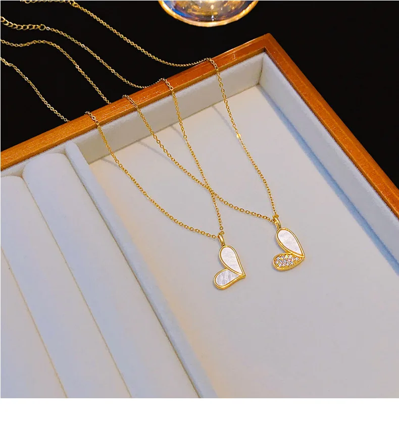 Women High Quality Gold Love With Diamond Jewelry 18k Gold Filled Plated Layered Chain Pendant Necklace