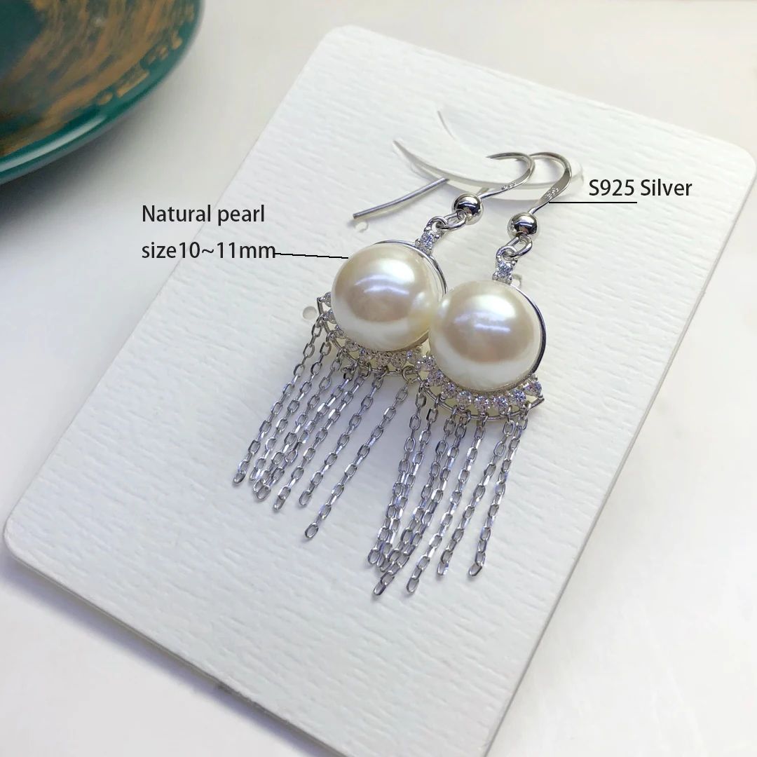 high Quality Freshwater Pearl 925 Sterling Silver Tassel Drop Earrings S925 Sterling Silver Drop Earrings For Women
