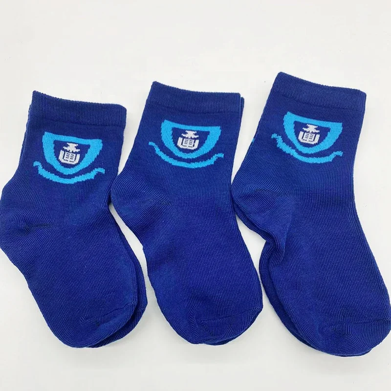 Factory Manufacturer Polyester Cotton Children Crew Socks Breathable Custom Logo Primary School Socks 1-12 Years