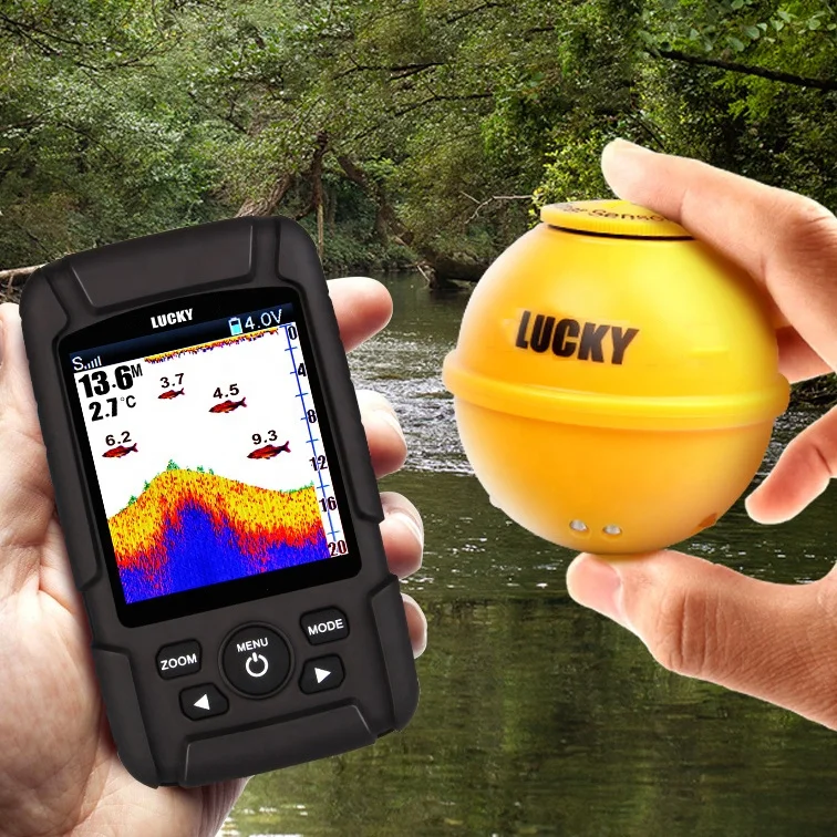 Handheld Fish Finder Portable Fishing Kayak Fishfinder Fish Depth Finder Fishing Gear with Sonar Transducer and LCD Display