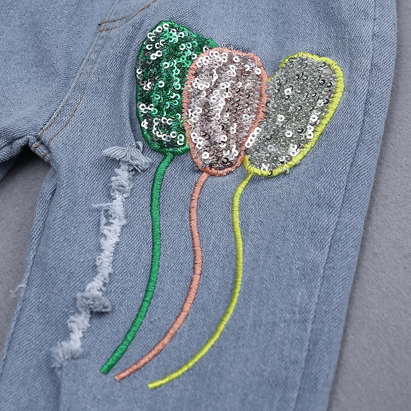 Conyson 2023 Hot Sale Summer Autumn Boutique Toddler Kids Clothing Set Baby Girls 3 Pcs beaded jeans With Headwear Kids Set