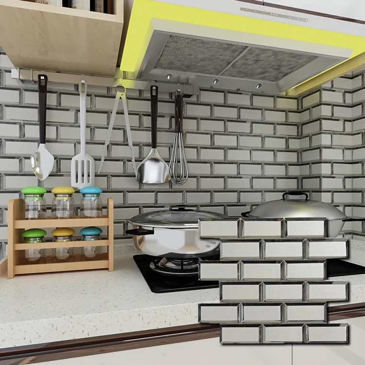Installing Crystal Glass Strip Mosaic House Wall Tile Shower Backsplash Showroom