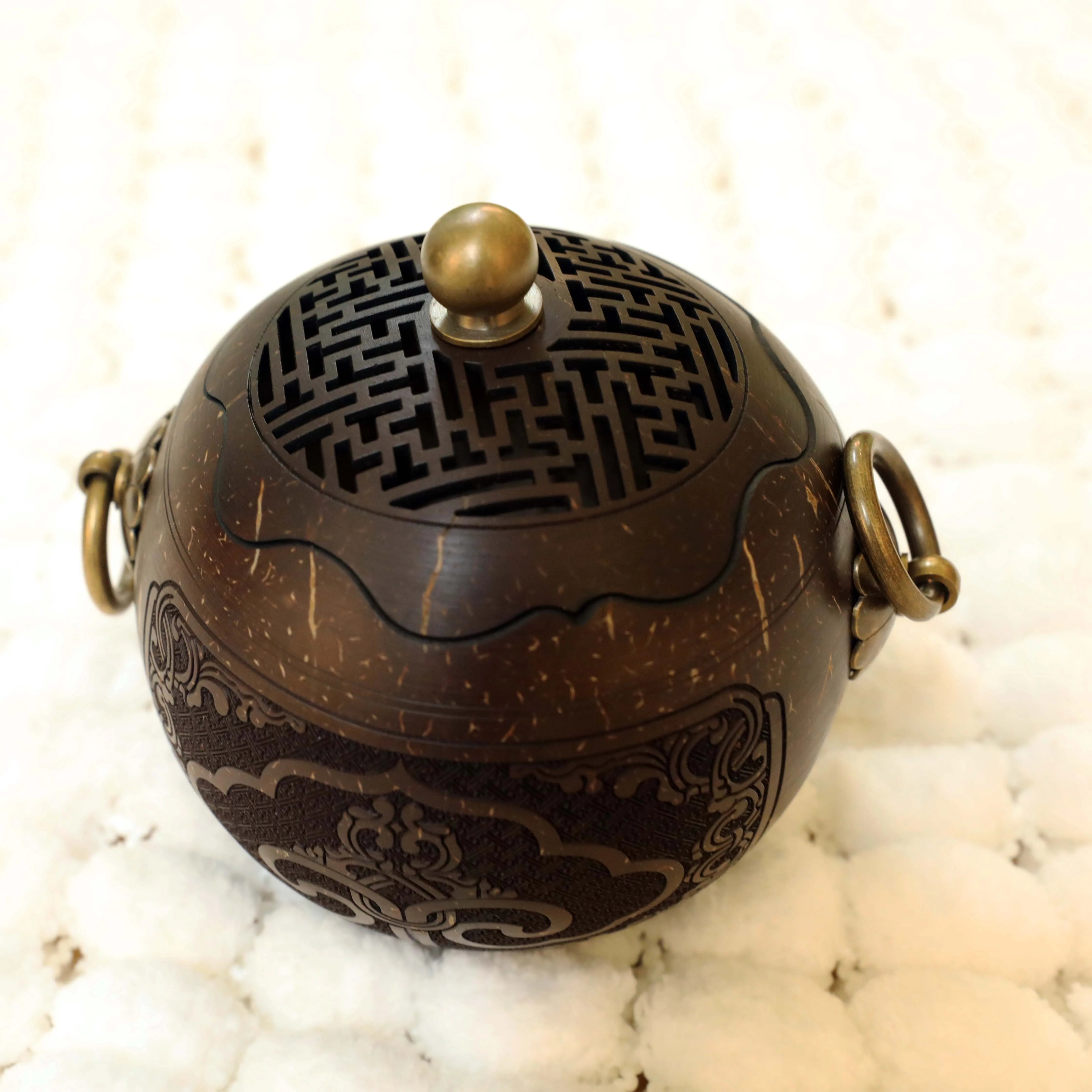 Unique Style Orthodox Censer Handmade Eco-friendly Wood Incense Burner with Metal Holders for Coil Incense