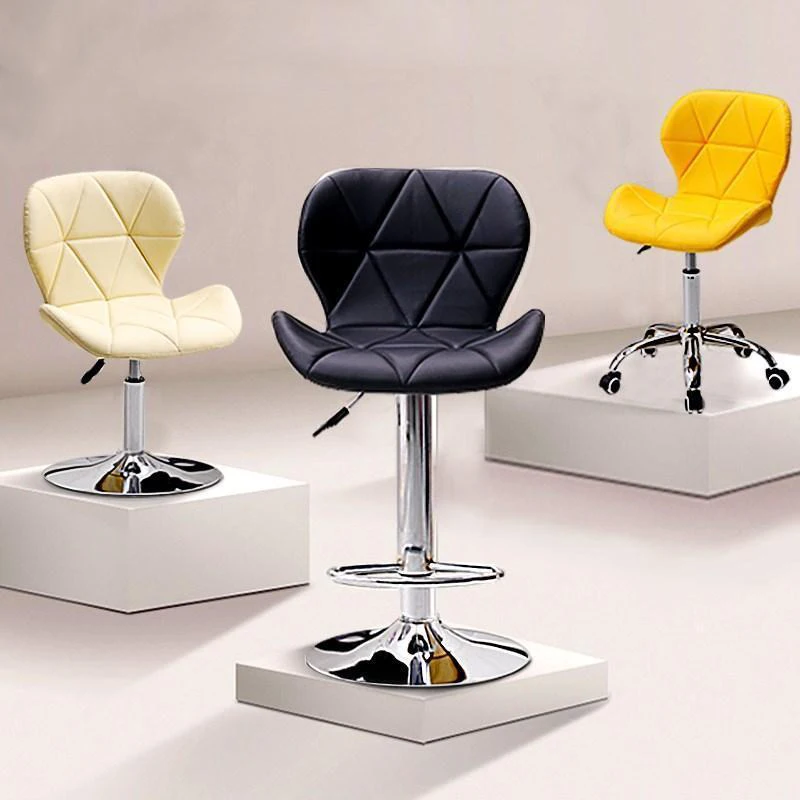 Custom modern salon waiting barber stool hairdressing chair PU leather stainless steel swivel bar high chair