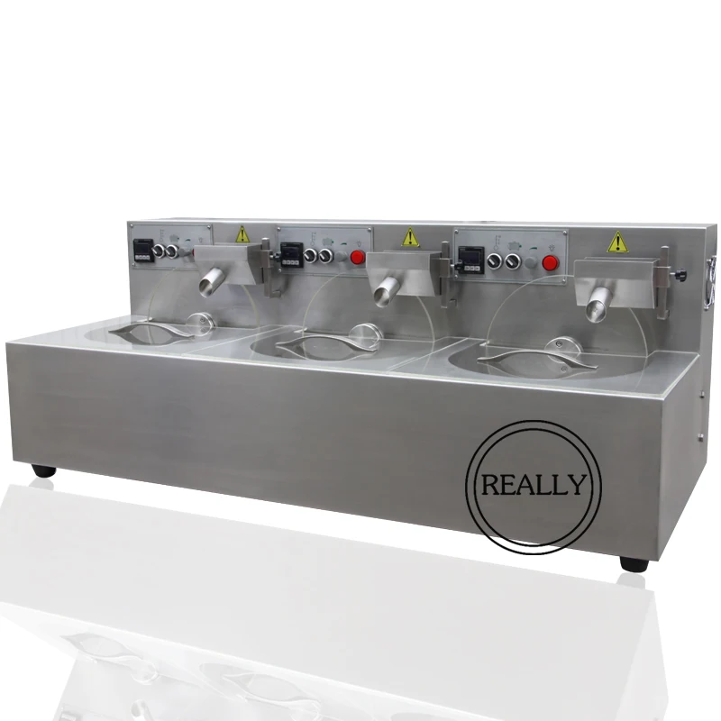 OEM 304 stainless steel 24kg electric chocolate tempering melting/moulding machine with 3 pots