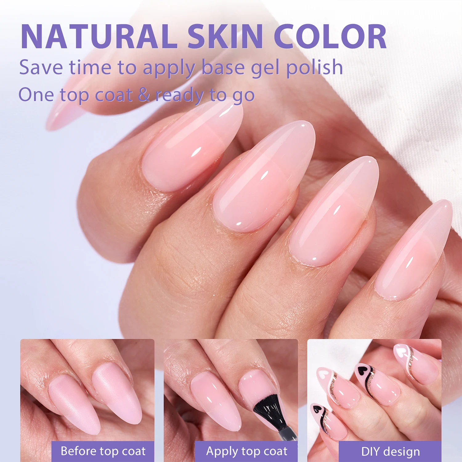 BTArtbox 15 Sizes Full Cover Almond Gel X Coat Tips Soft Gel Pink Nail Tip Jelly Rubber Base Press On Nails Wholesale