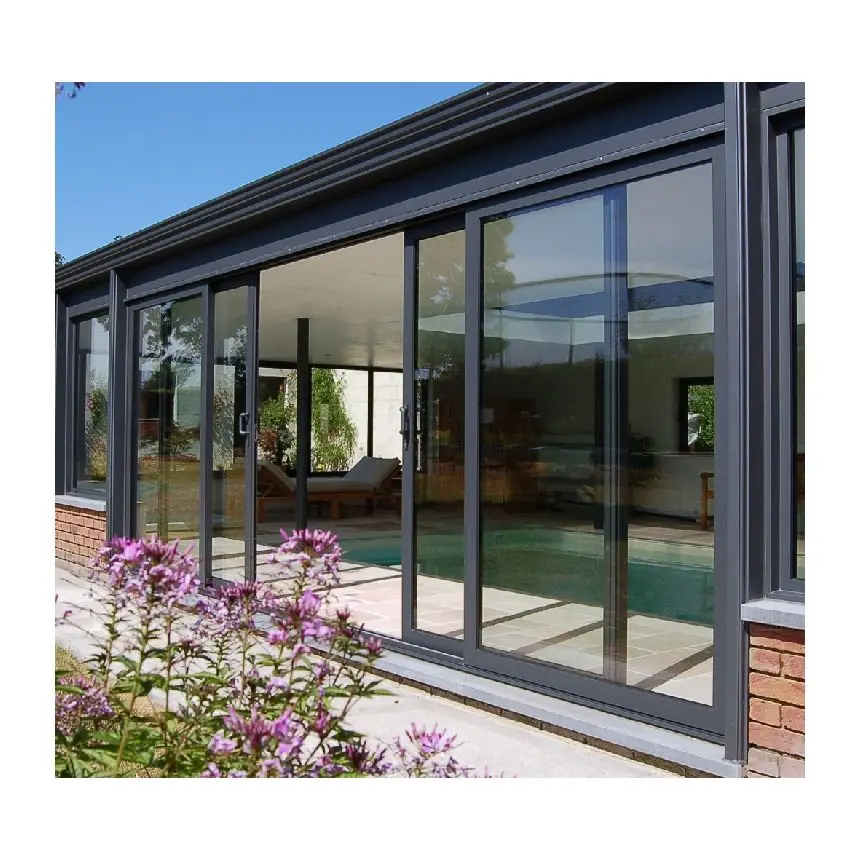 Modern Double Glazing Aluminum Window Aluminum Sliding Folding Exterior Glass Door American Standard