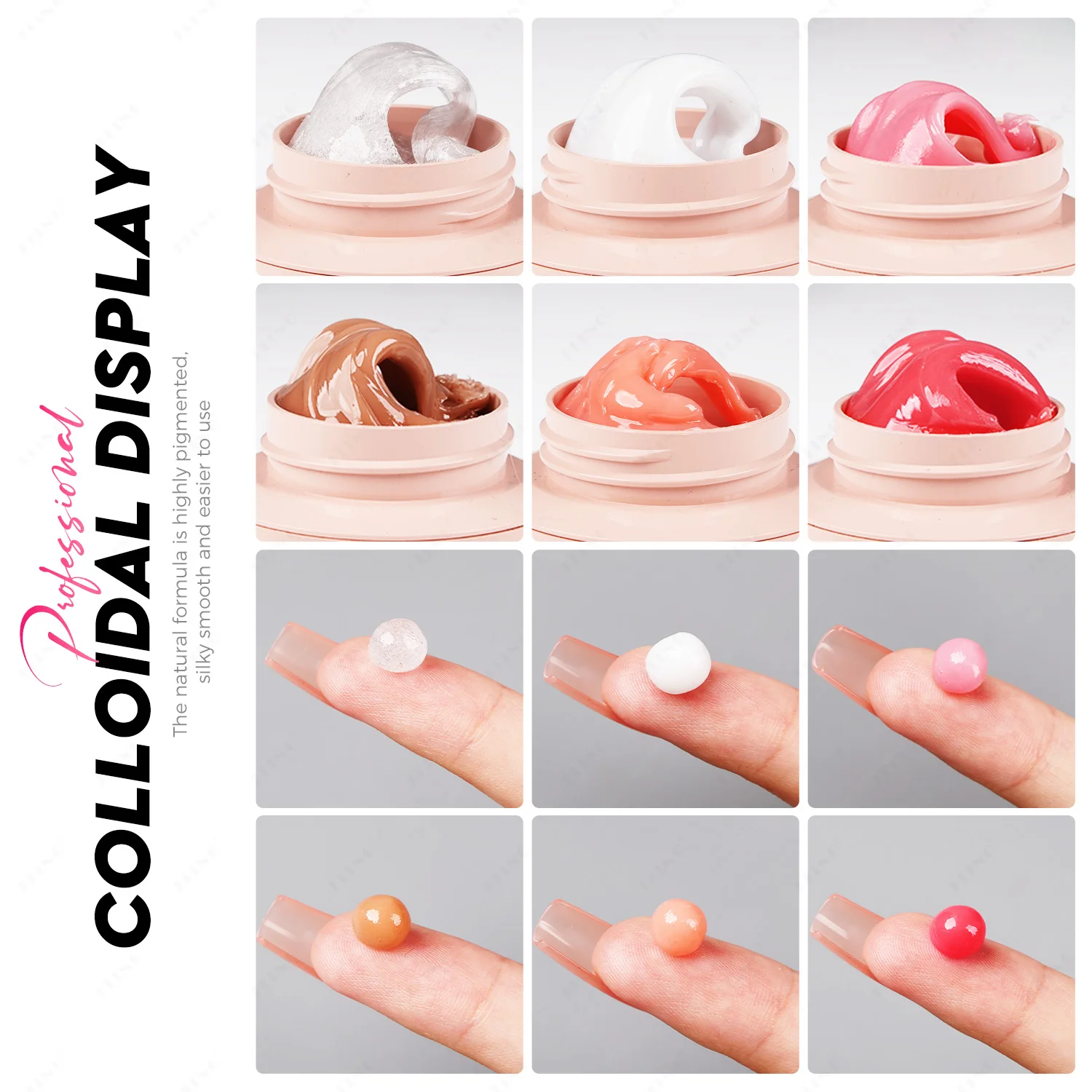 JTING 6colors Non Stick Soild Builder Gel in Jar Acrylic Poly Nail Extension Gel for Nail Art Carving ODM Custom nail supplier