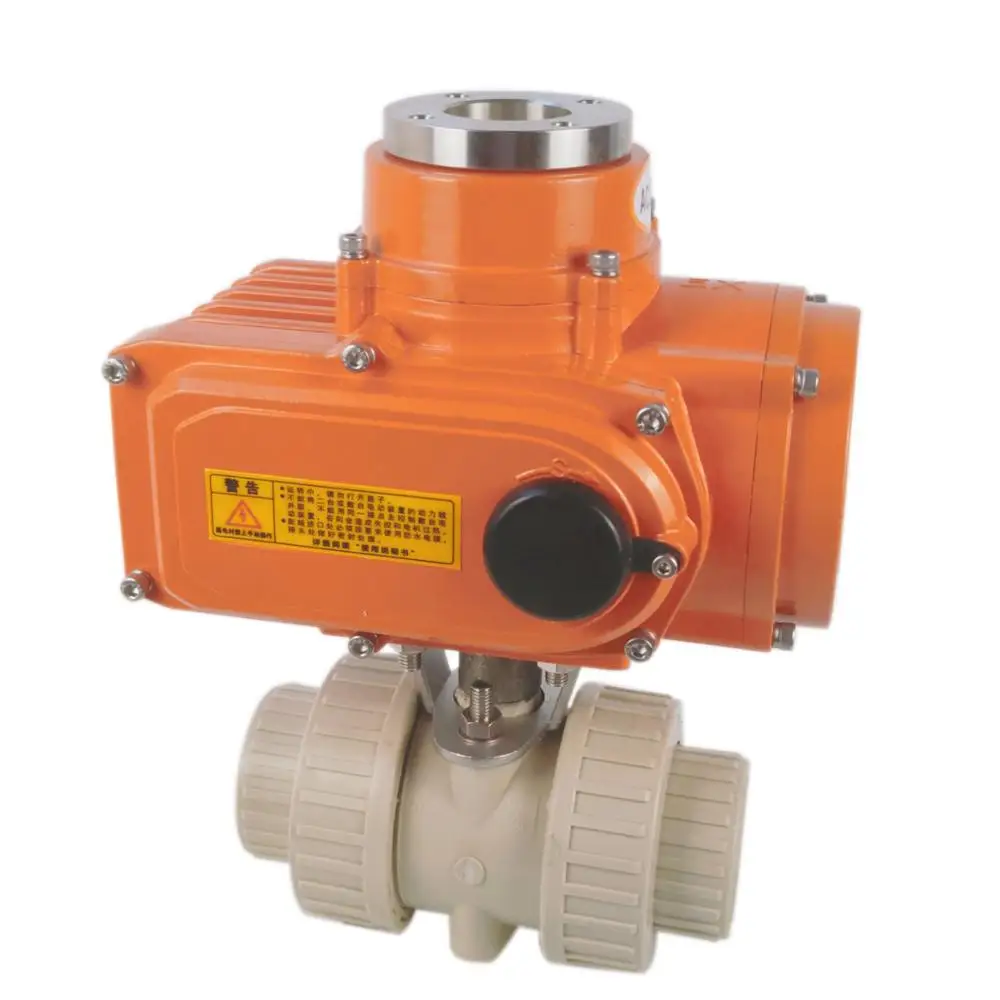 Motorised Electric actuator Ductile Iron Fluorine PTFE lined flange ball Water Valve