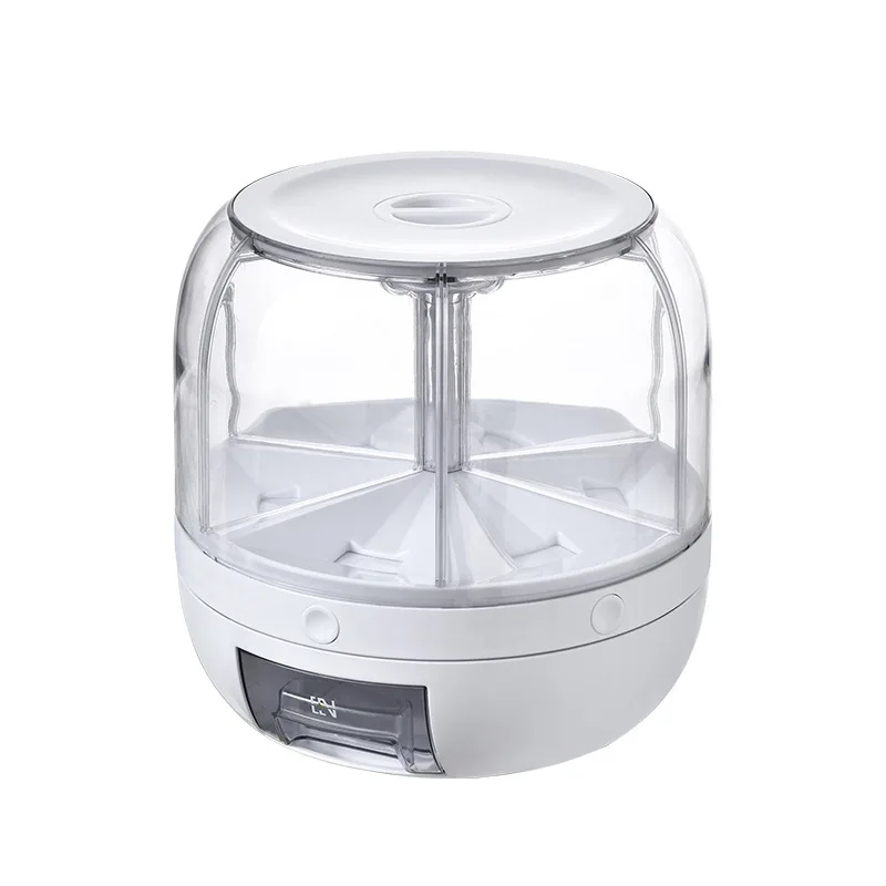 Plastic 360 Degree Rotation Storage Container Cereal Dry Food Rice Grain Storage Dispenser Box with Measuring Cup