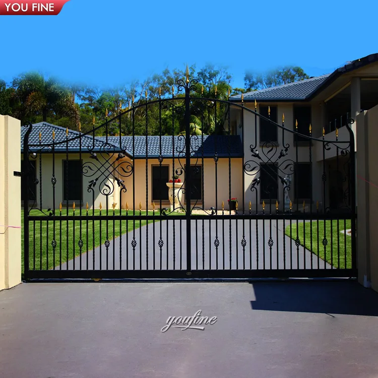 Outdoor Door Decoration Art Casting Iron Main Gate Designs for Sale