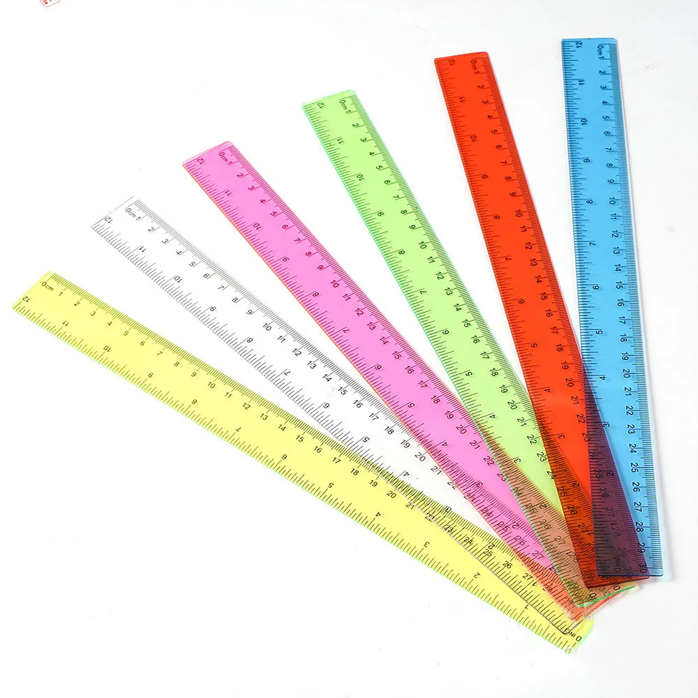Wholesale 30 cm Popular Student Multi Color Transparent Plastic Ruler for Office School Stationery