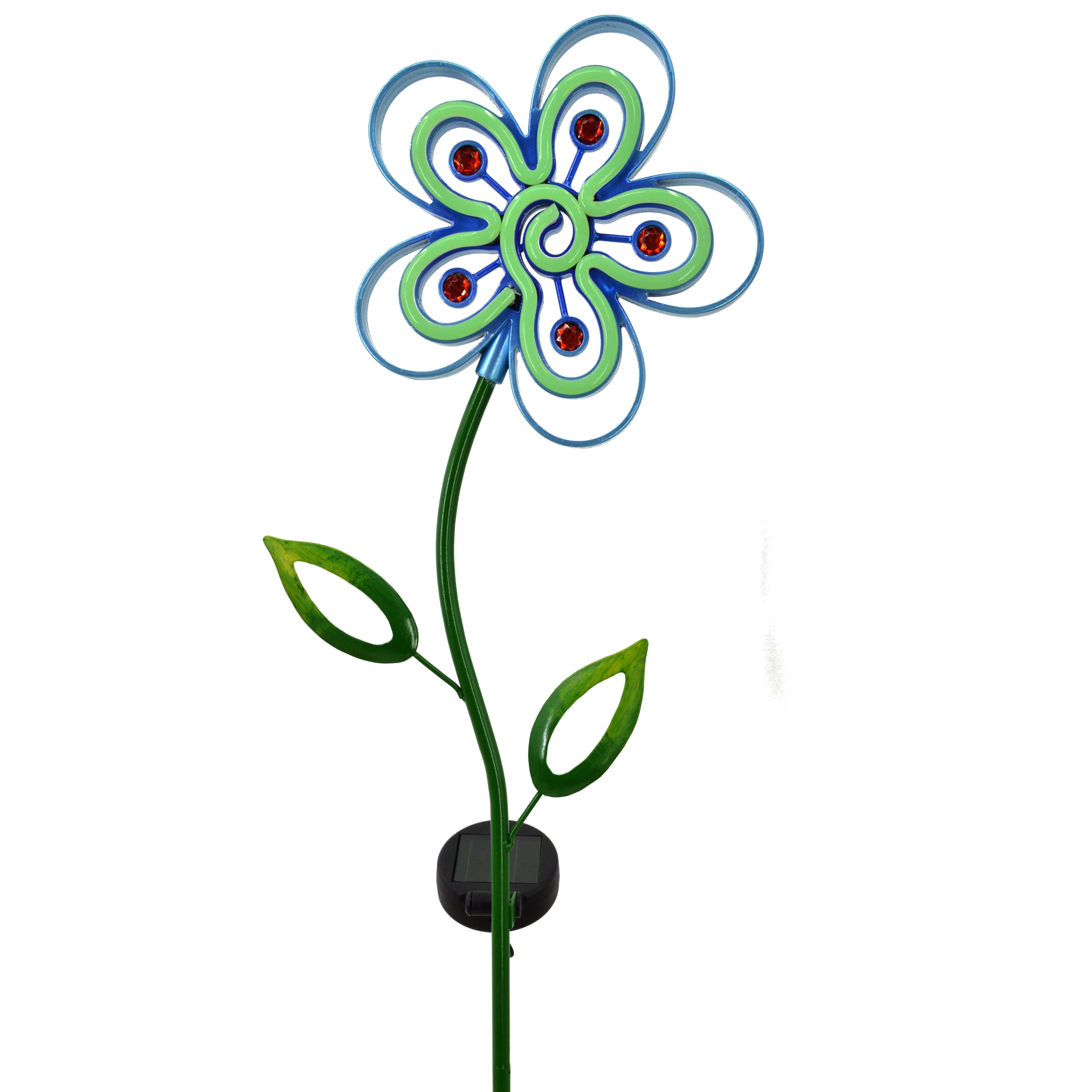 
Factory Wholesale Outdoor Garden Decorative Solar Lighted Metal Flower Garden Stake With Neon Light 