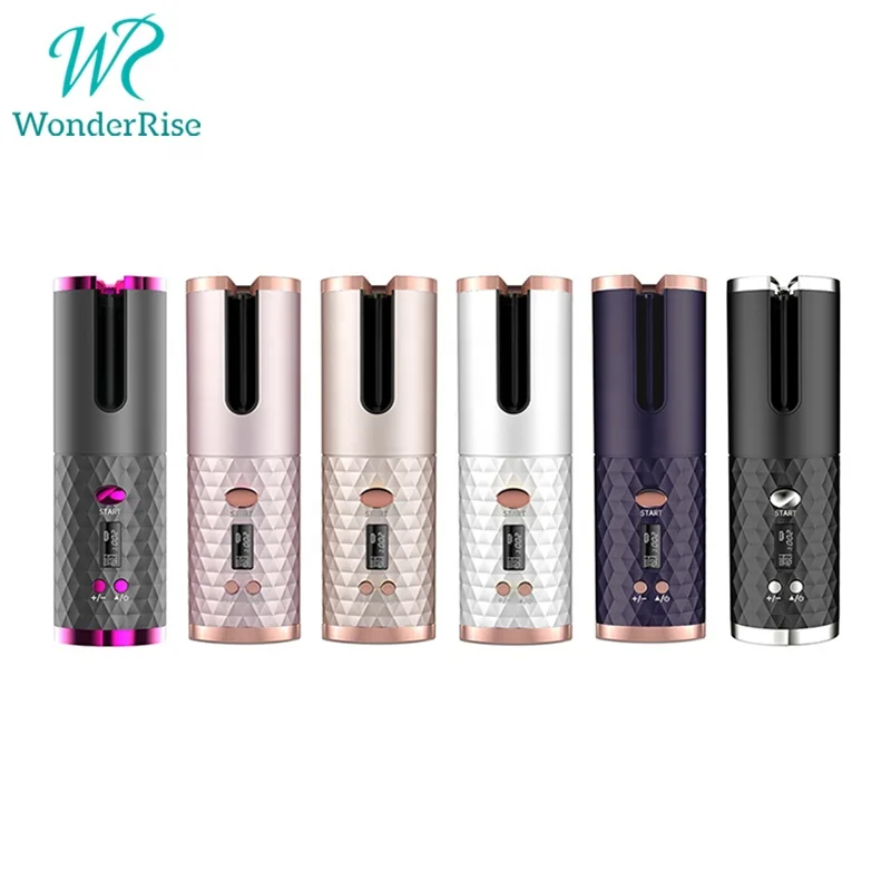 2 in 1 USB Rechargeable Wireless Ceramic Coating Auto Rotating Hair Curling Iron 5000mAh Cordless Automatic Hair Curler