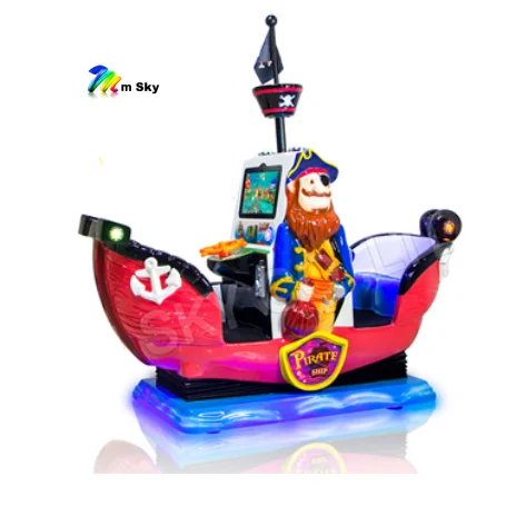 Pirate ship 2 seats kiddie Rides Coin operated fiberglass interactive video toy Game machine indoor kids park for sales