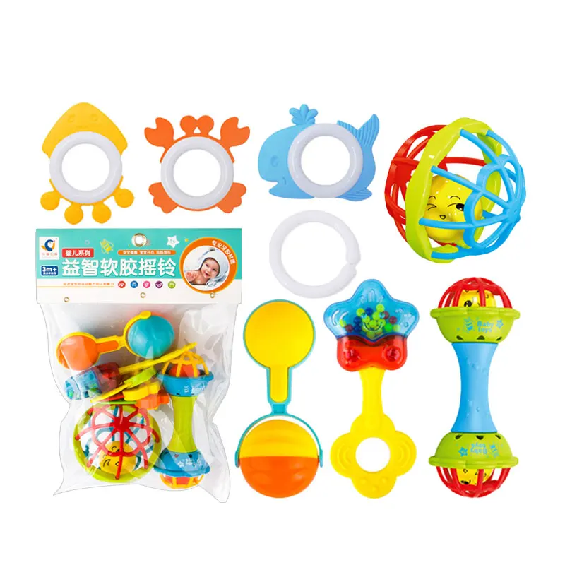 
Wholesale infant teether set hand bells baby rattle plastic rattles toys 