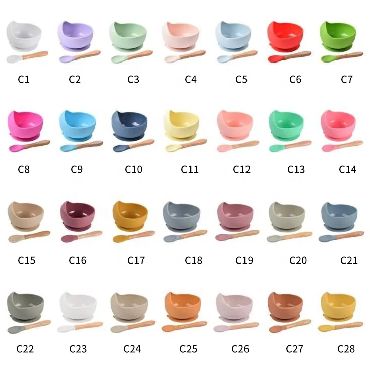 BPA Free Soft Suction Silicone Baby Bowl with Spoon for Kids