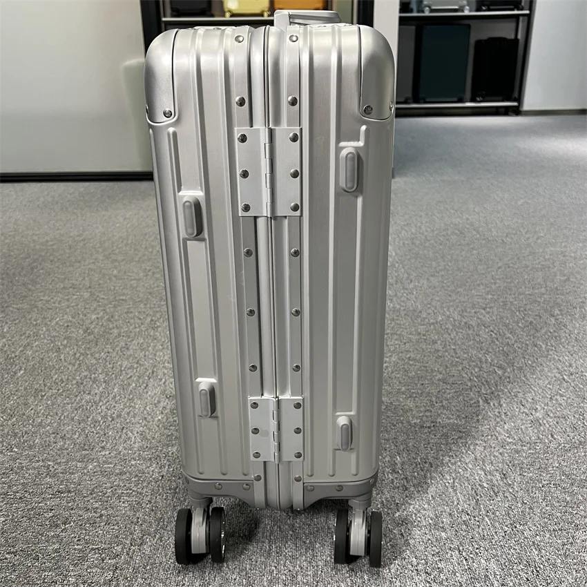 Original Pure aluminium luggage metallic trolley bags trolley travelling 20inch cabin suitcase carry on luggage case