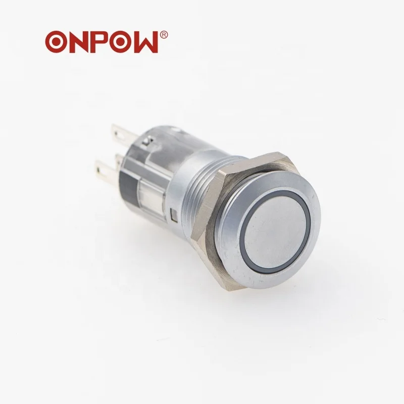 New series ONPOW LAS1AGQ16 16mm 1NO1NC momentary button ON/OFF power symbol push button switch