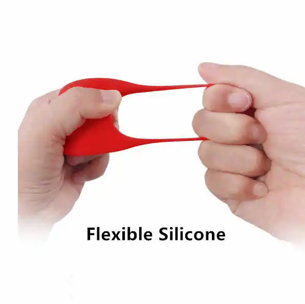 Red Silicone Lip Vibrator Electric Shock Sex Cock Ring Men Penis Masturbation Massager Sex Toys For Men