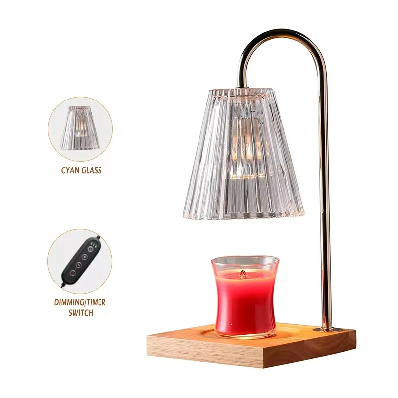 Durable Electric Timed Dimmable Candle Warmer Lamp Melting Candle Lamp Bedside Fragrance Table Lamp With Lampshade