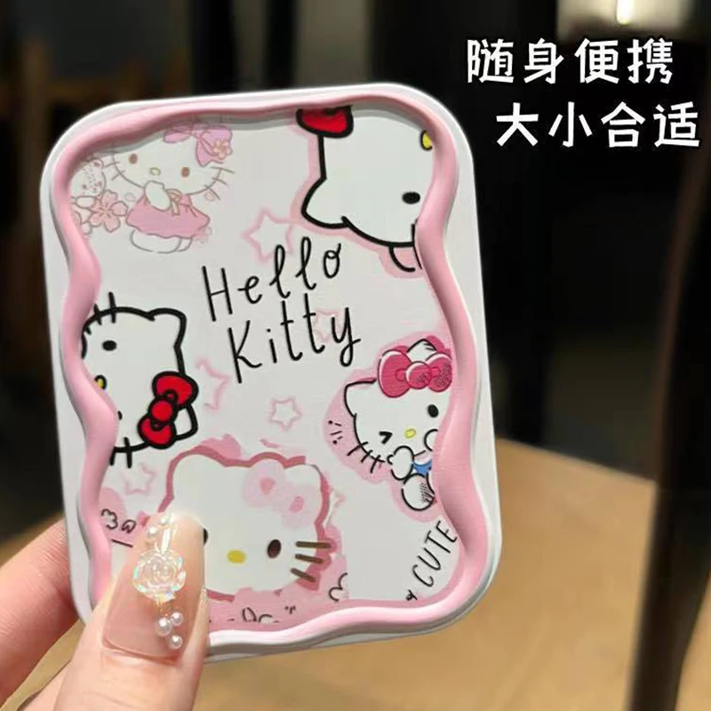 INS Hot Logo Custom Wholesale Single Side Small Cute Kitty Round Square Portable Makeup Mirror With Comb Makeup Hand Mirror Gift