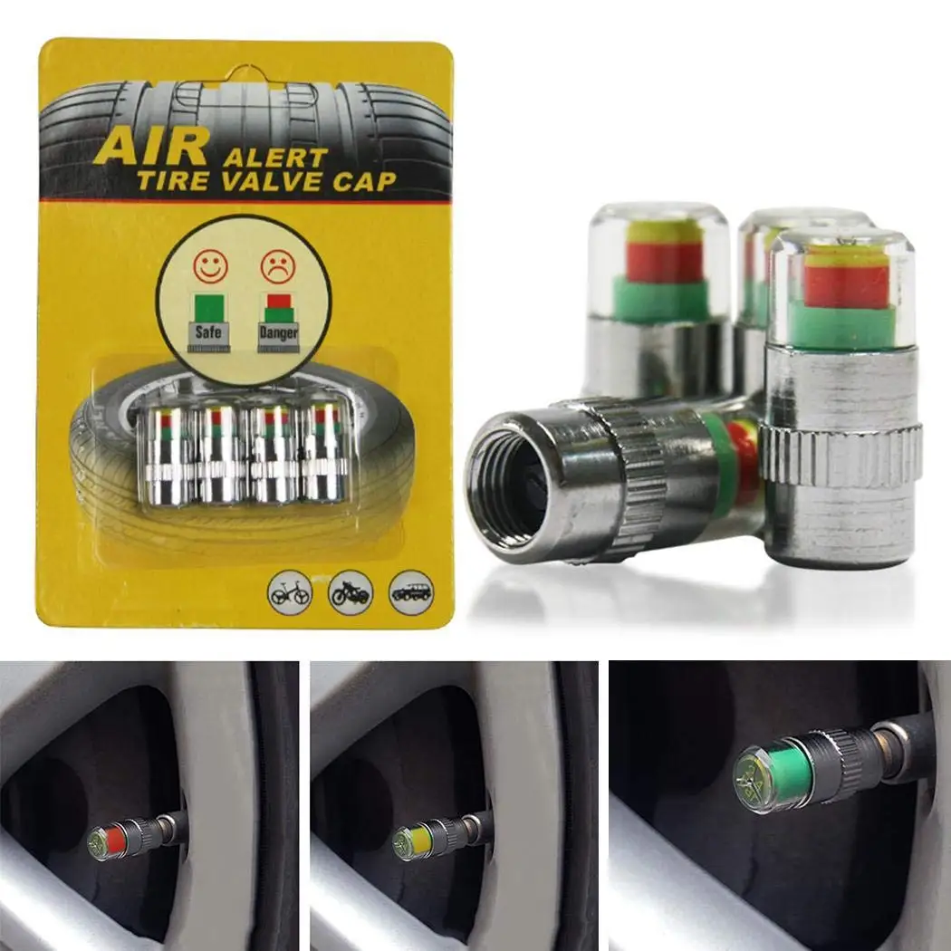 2.4bar Car Tire Air Alert Pressure Cap Valve Gauge Monitoring Warming Alarm Tire Cap Indicator
