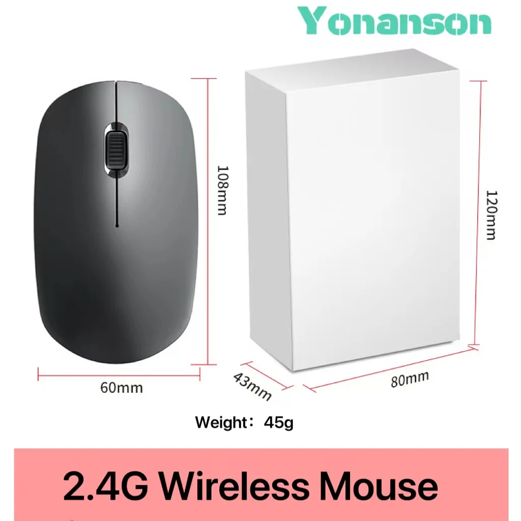 YONANSON New 2.4g Wireless Mute Mouse with Custom Logo for Laptop Desktop Office Business Gifts