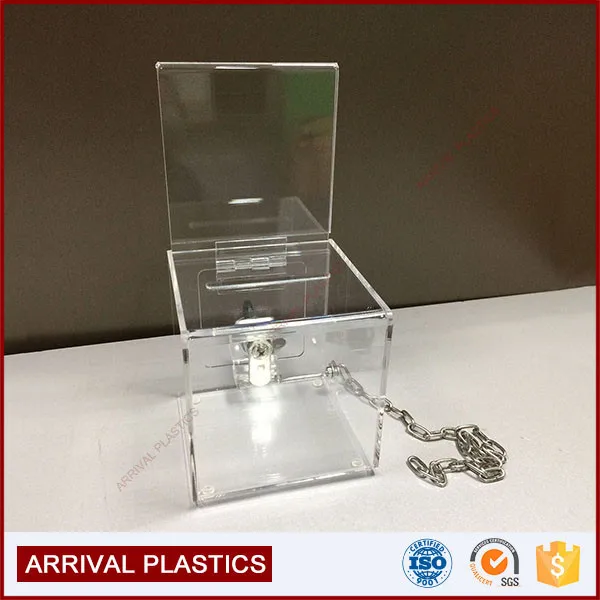 Custom OEM Lockable Plastic Plexiglass Charity Collection Donation Box Acrylic Charity Money Boxes for Donations