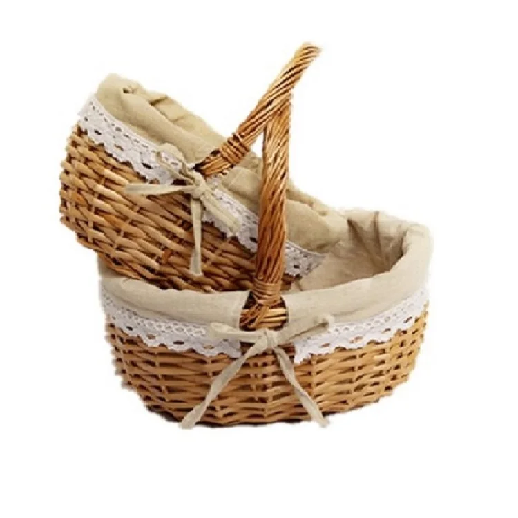 Round  wicker picnic basket set  from China factory cheap wicker picnic basket set