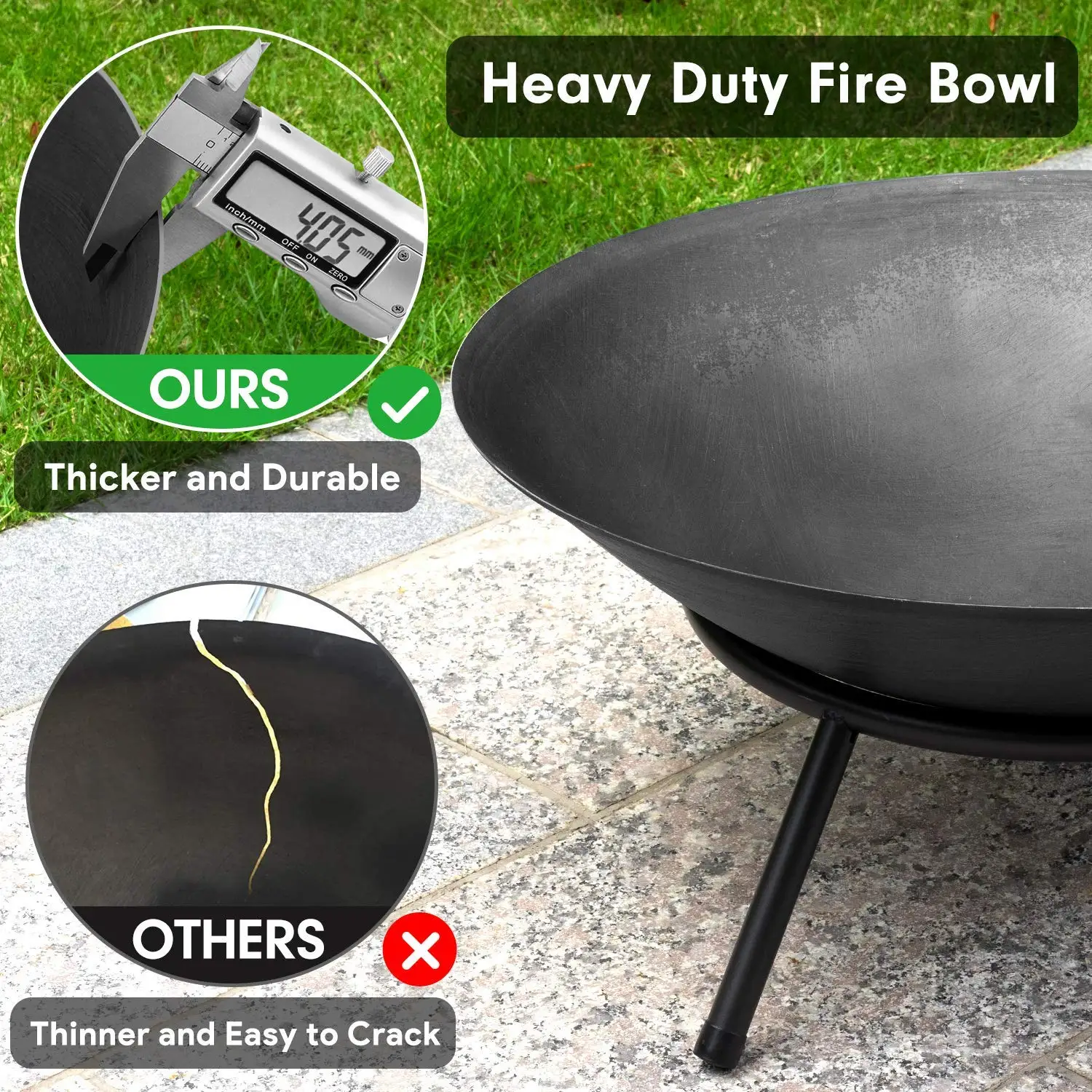 22.6-inch Garden cast iron wood burning fire bowl  Camping portable fire outdoor pit