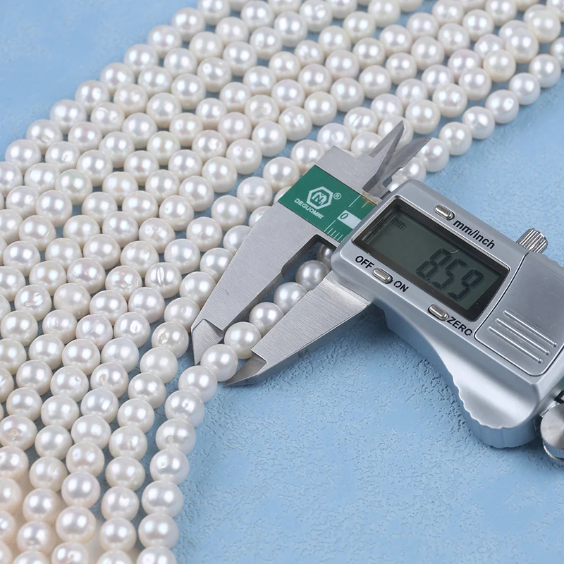 8-9mm White Round Cultured Fresh Water Pearl Natural Freshwater Loose Pearl Strand Beads For Jewelry Making