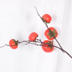 Hot new products ins Simulation Persimmon for Hotel Wedding Decorative Living RoomHome Flower arrangement Fruit Branches Plant