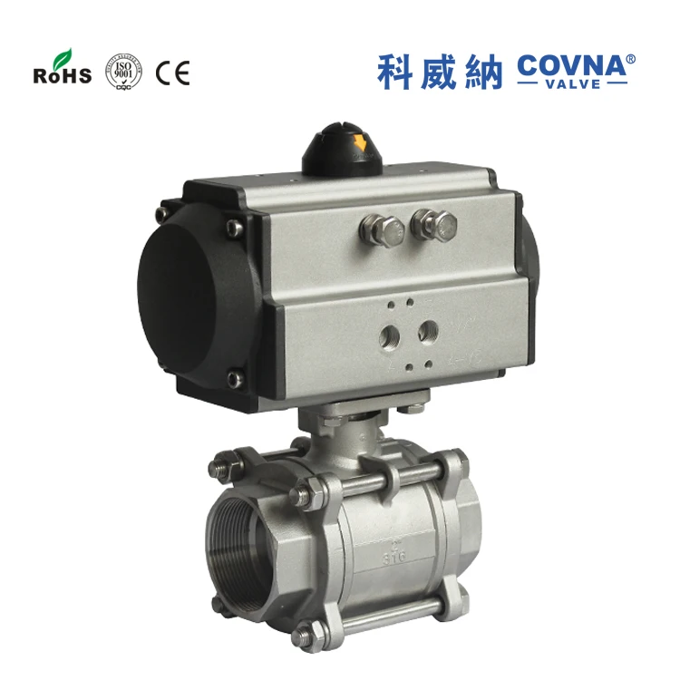 COVNA DN25 1 дюйм PN40 одноактный пружинный Пневматический шаровой клапан из нержавеющей стали