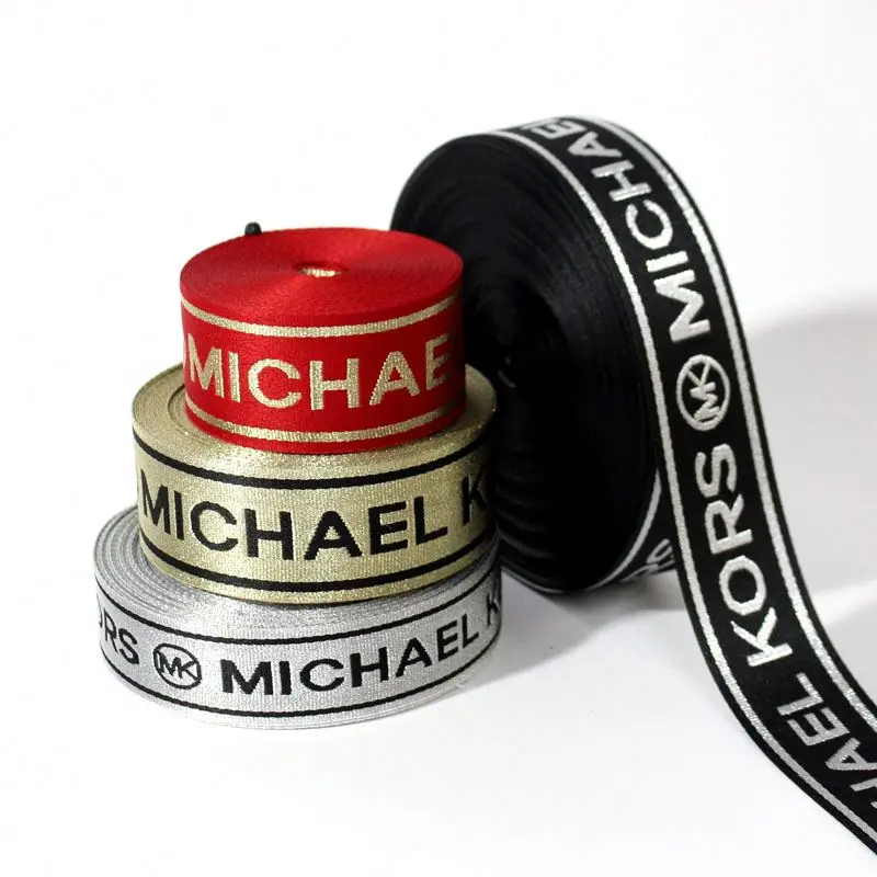 custom polyester jacquard embroidery webbing polyester flat jacquard weave nylon strap imitation nylon jacquard webbing