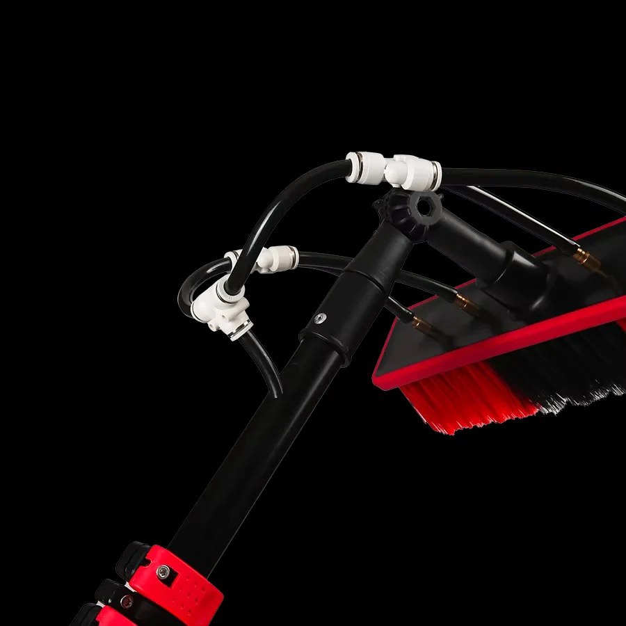 Telescopic water fed extending brush water fed pole system window cleaning washing kit