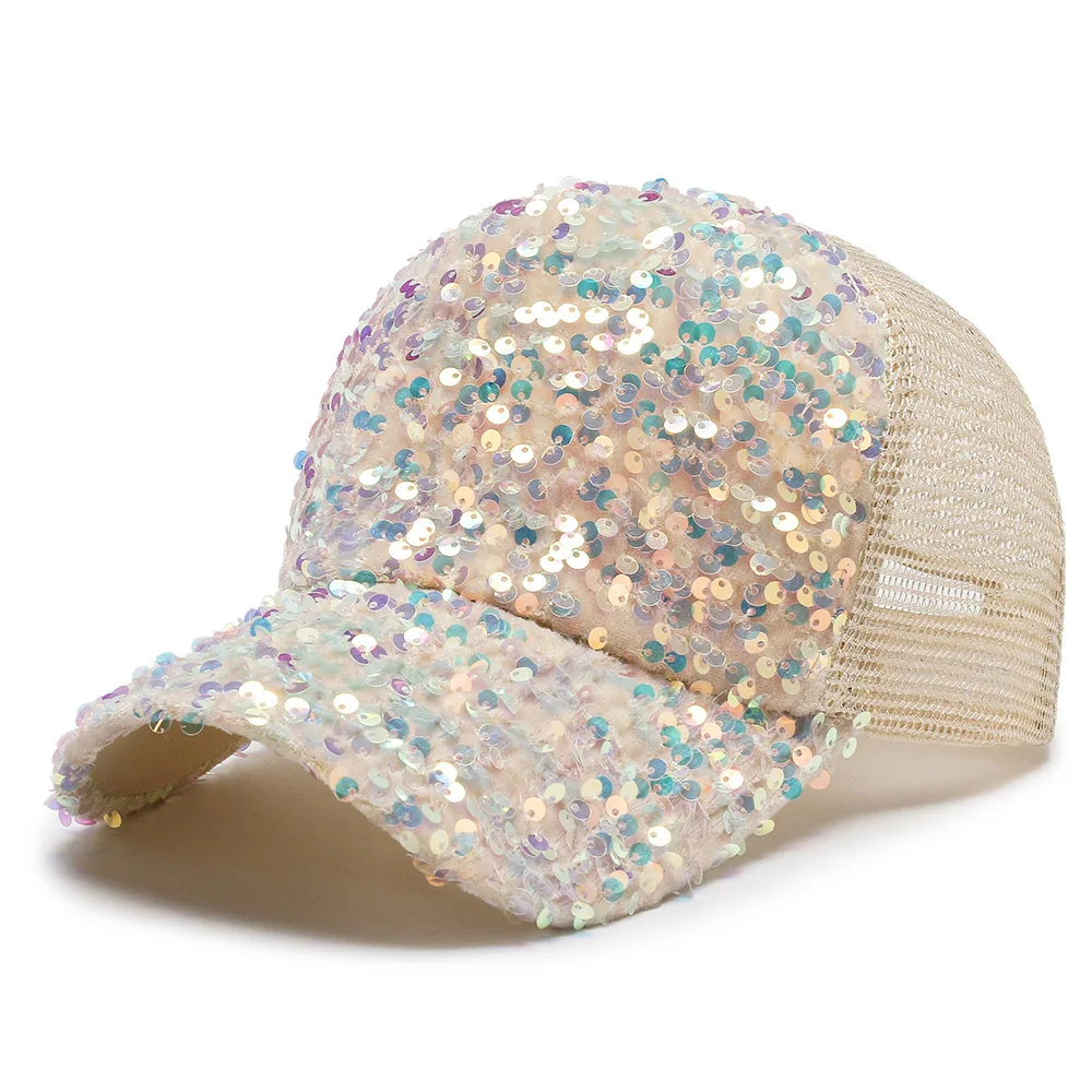 sequin fashion hat black bling  snapback closure baseball cap sequin cap for lady